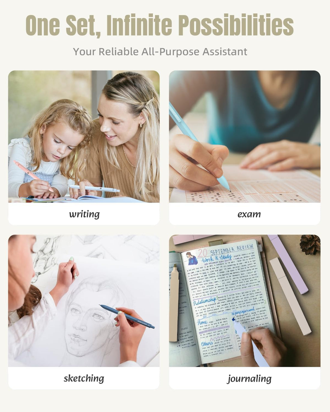 39-Piece School Supplies Set with Pink Pencil Case – Highlighters