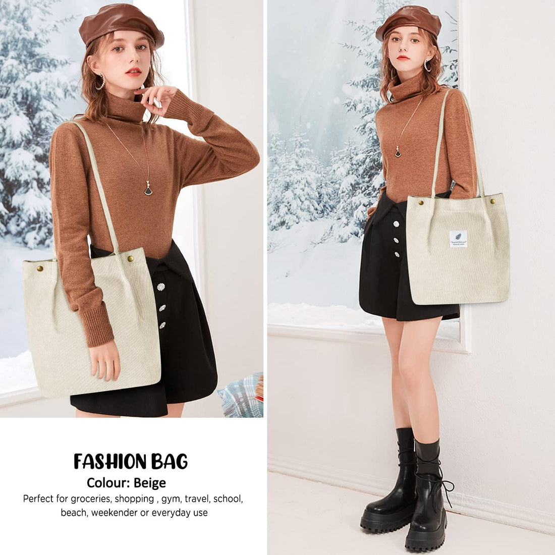 Tote Bag for Women – Canvas Shoulder Purse with Inner Pocket, Stylish Everyday