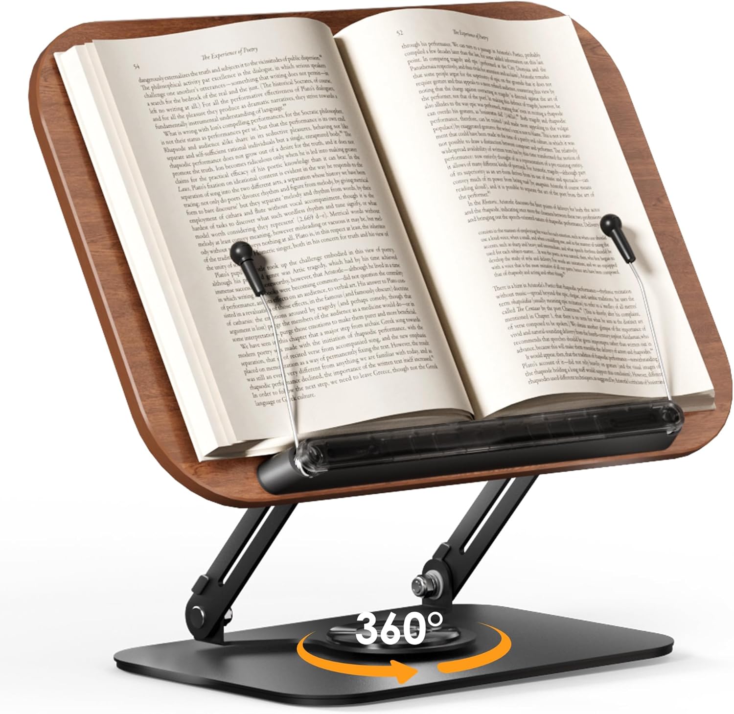 360° Adjustable Book Stand – Foldable Reading Holder with Clips