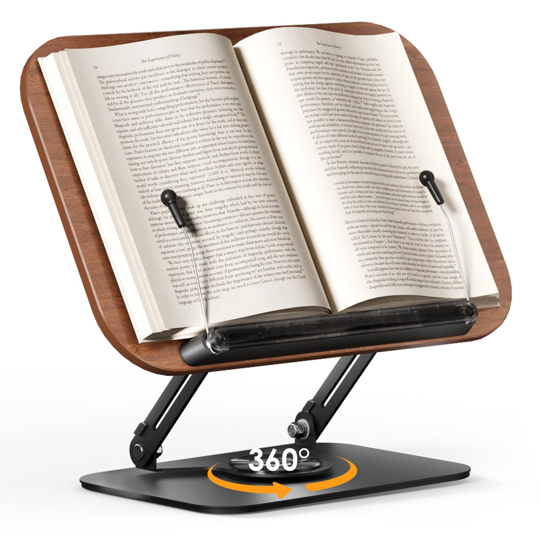 360° Adjustable Book Stand – Foldable Reading Holder with Clips