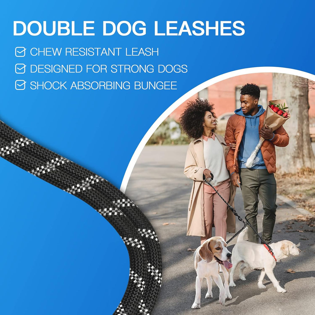 Double Dog Leash – Dual Tangle-Free Leash with 360° Swivel Shock