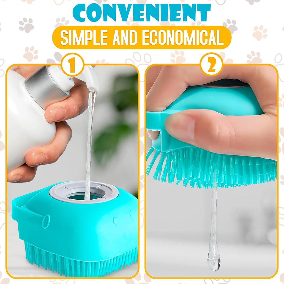 Dog Bath Brush with Soap Dispenser – Silicone Scrubber for Dogs, Exfoliating Shampoo