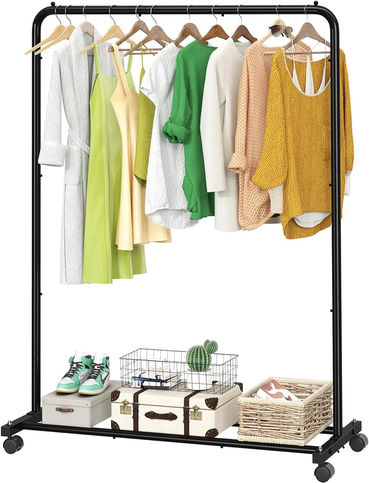 Rolling Clothes Rack with Storage Shelves – Heavy-Duty Garment Organizer
