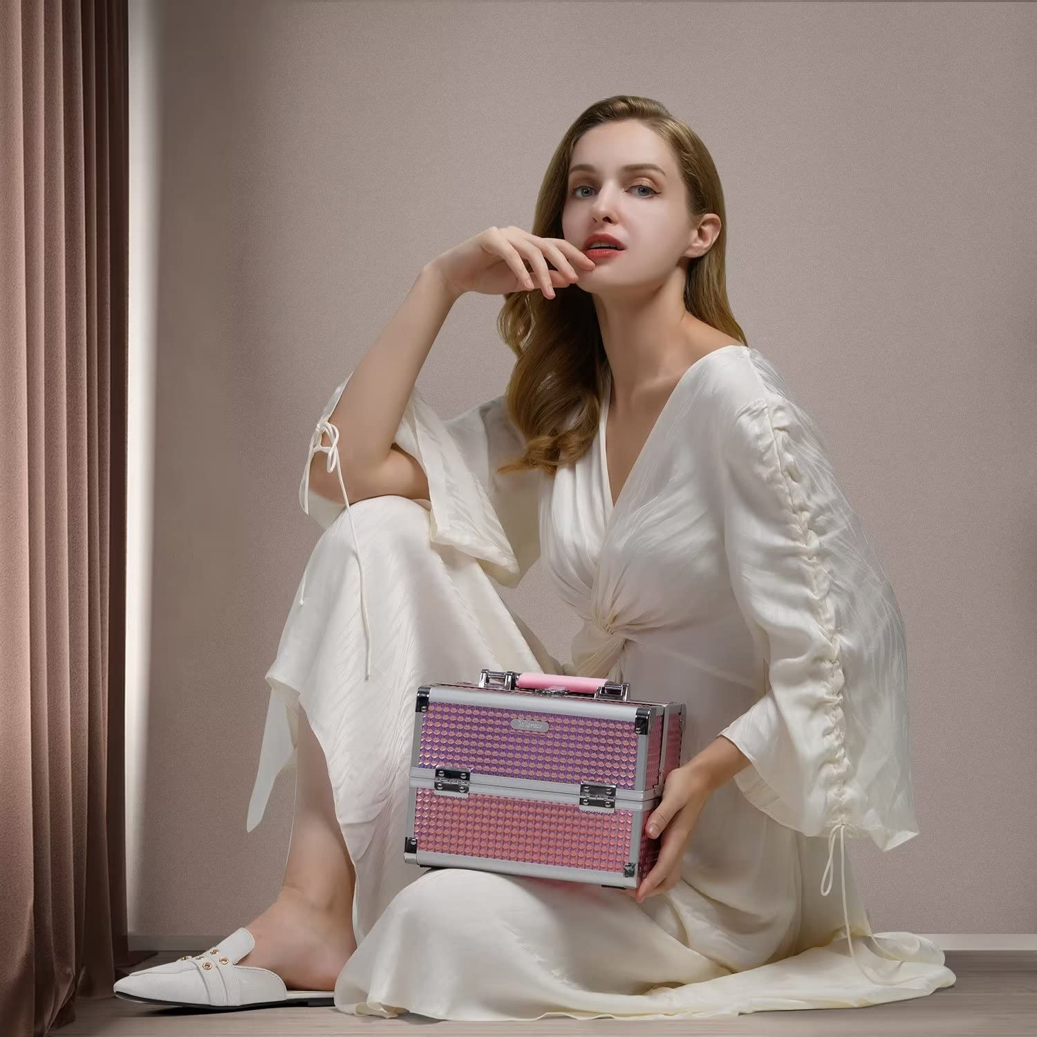 Makeup Train Case Makeup Case Organizer Portable Cosmetic Box Storage