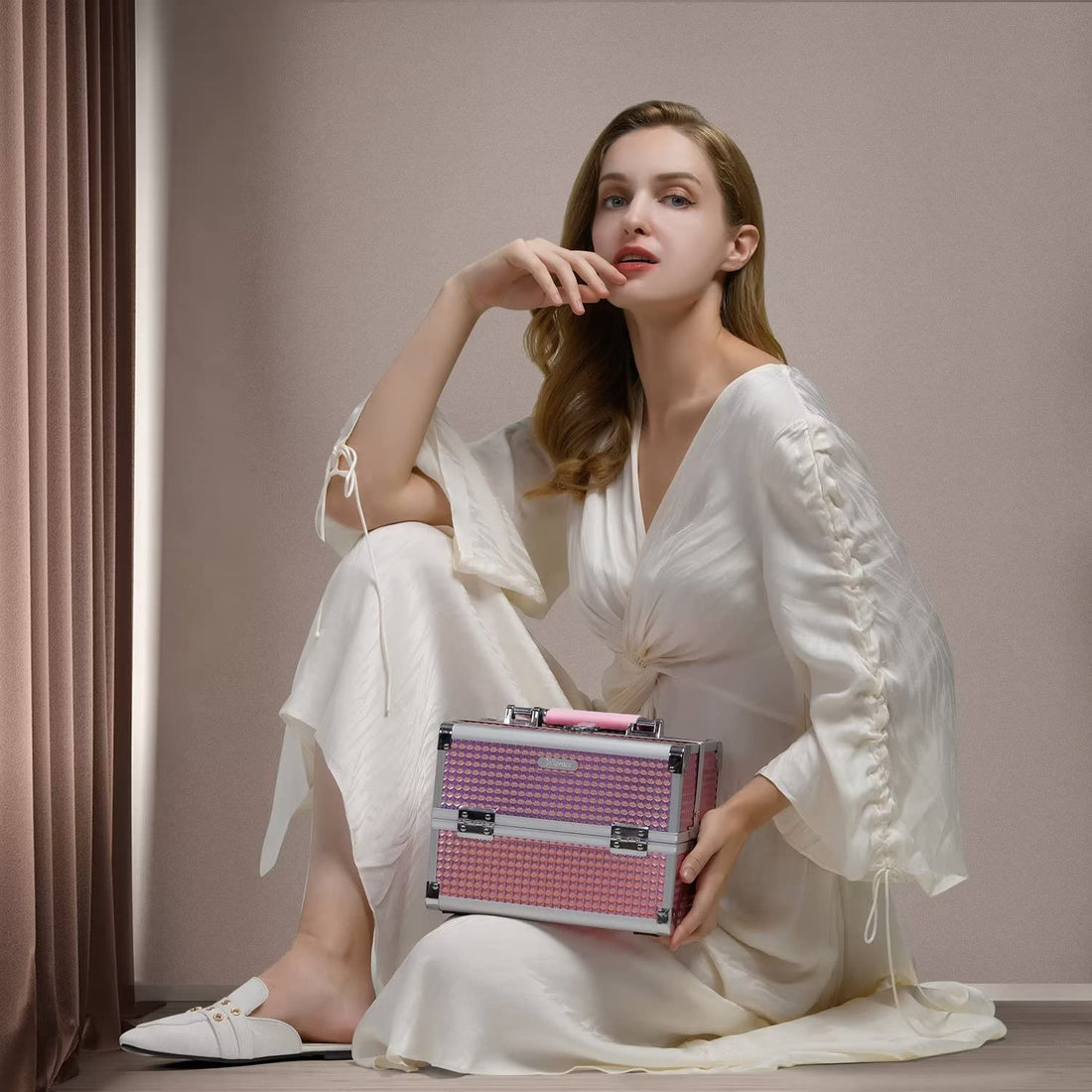 Makeup Train Case Makeup Case Organizer Portable Cosmetic Box Storage