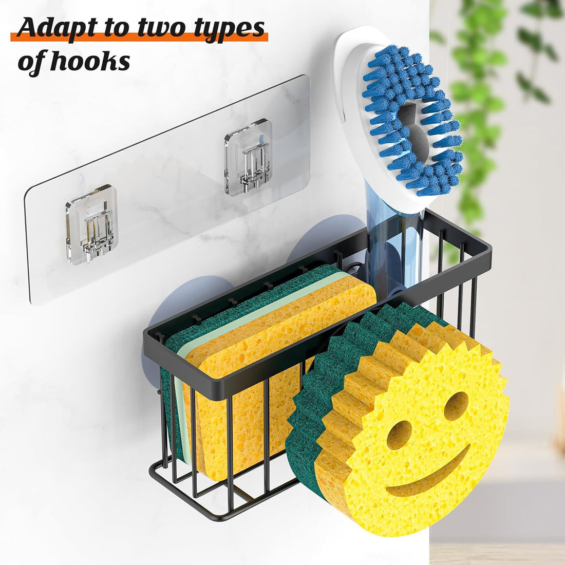 Sponge Holder Smiley Face – Kitchen Sink Caddy with 2 Suction Cups
