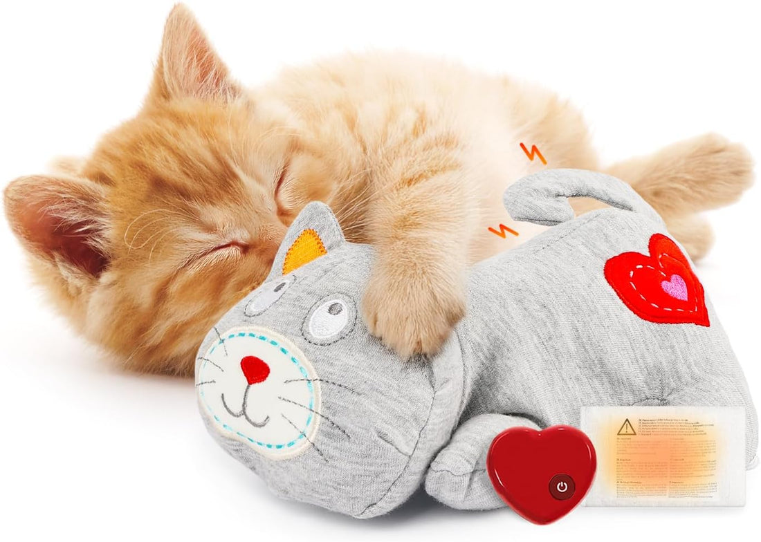 ALL FOR PAWS Heartbeat Cat Plush Toy – Anxiety Relief with Heartbeat