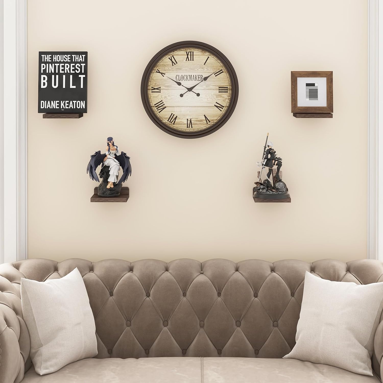 Fixwal Small Floating Shelves, 5x5 Inches Set of 4 – Rustic Wood