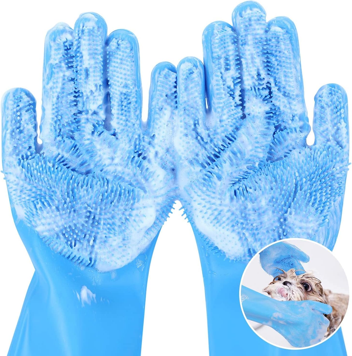 Pecute Pet Grooming Gloves – Heat Resistant Silicone Gloves with High-Density Teeth,