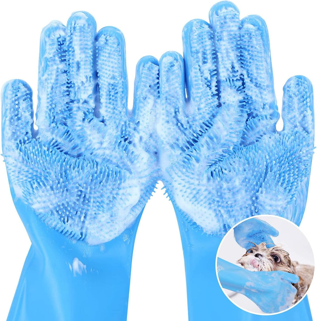 Pecute Pet Grooming Gloves – Heat Resistant Silicone Gloves with High-Density Teeth,