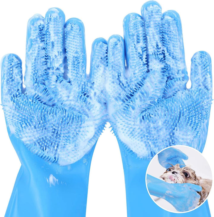 Pecute Pet Grooming Gloves – Heat Resistant Silicone Gloves with High-Density Teeth,