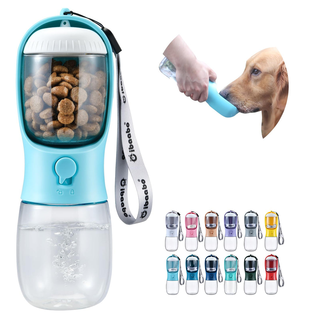 Dog Water Bottle with Food Container Travel Puppy Water Bowl