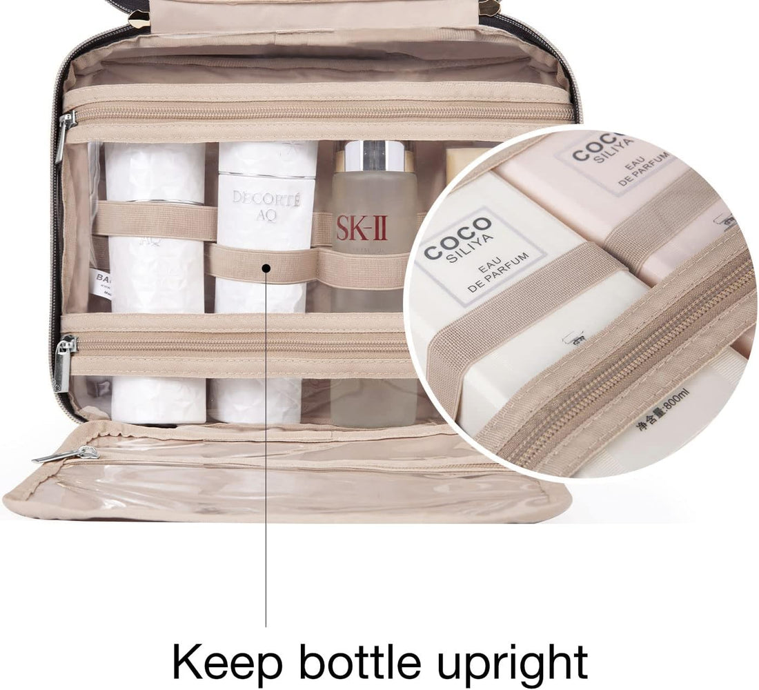 Toiletry Bag Travel Organizer with Hanging Hook – Water-Resistant Makeup