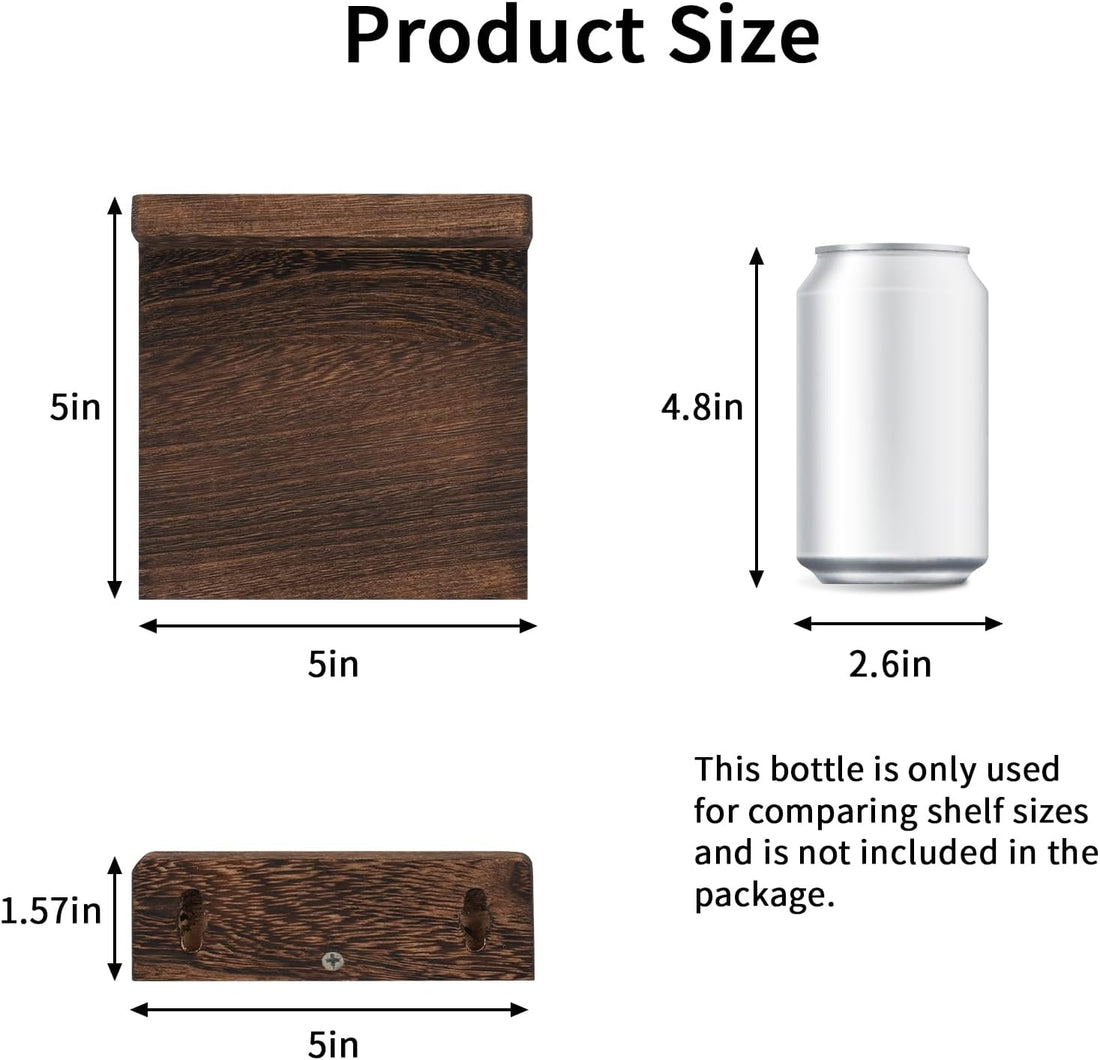 Fixwal Small Floating Shelves, 5x5 Inches Set of 4 – Rustic Wood