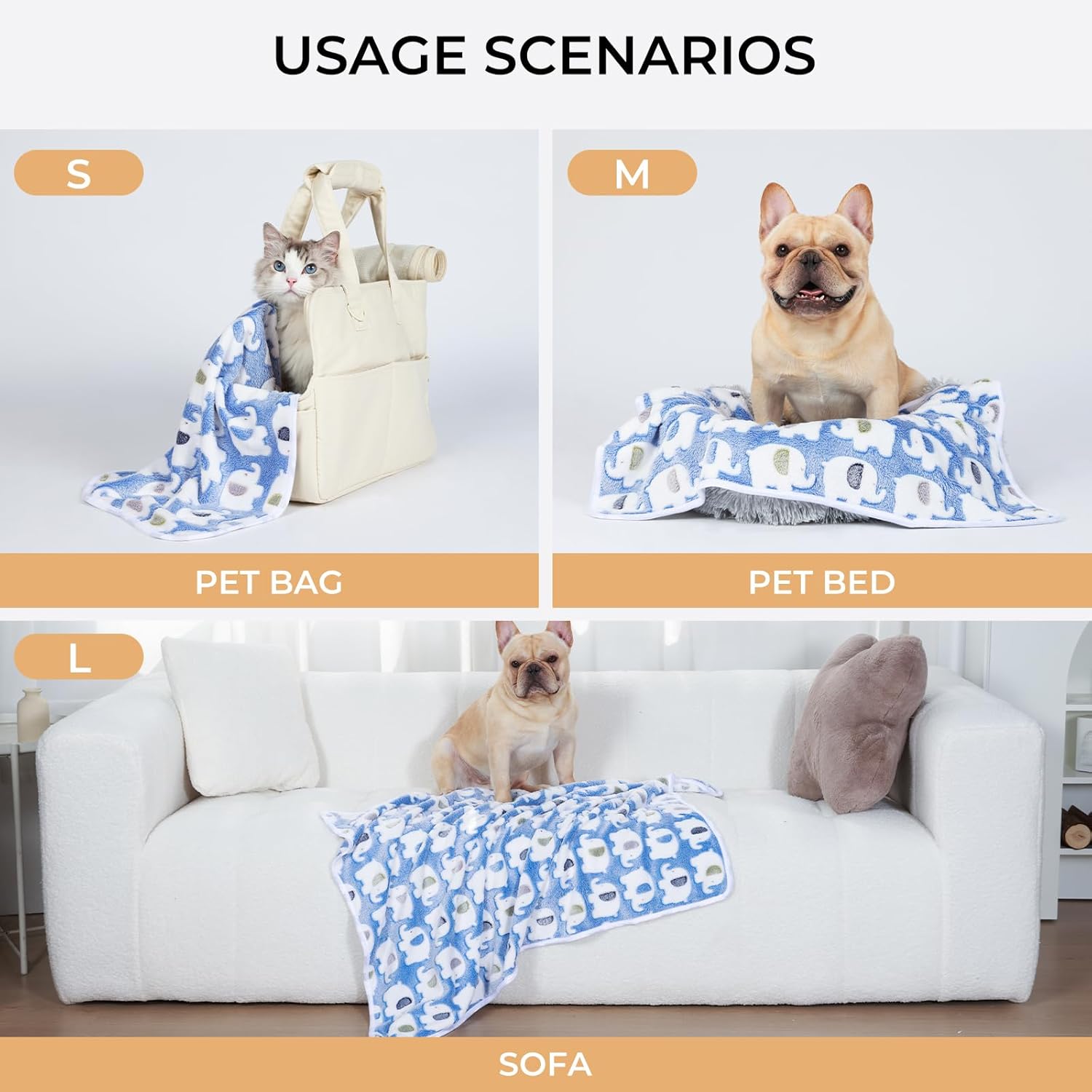 Blankets Super Soft Fluffy Premium Cute Elephant Pattern Pet Blanket