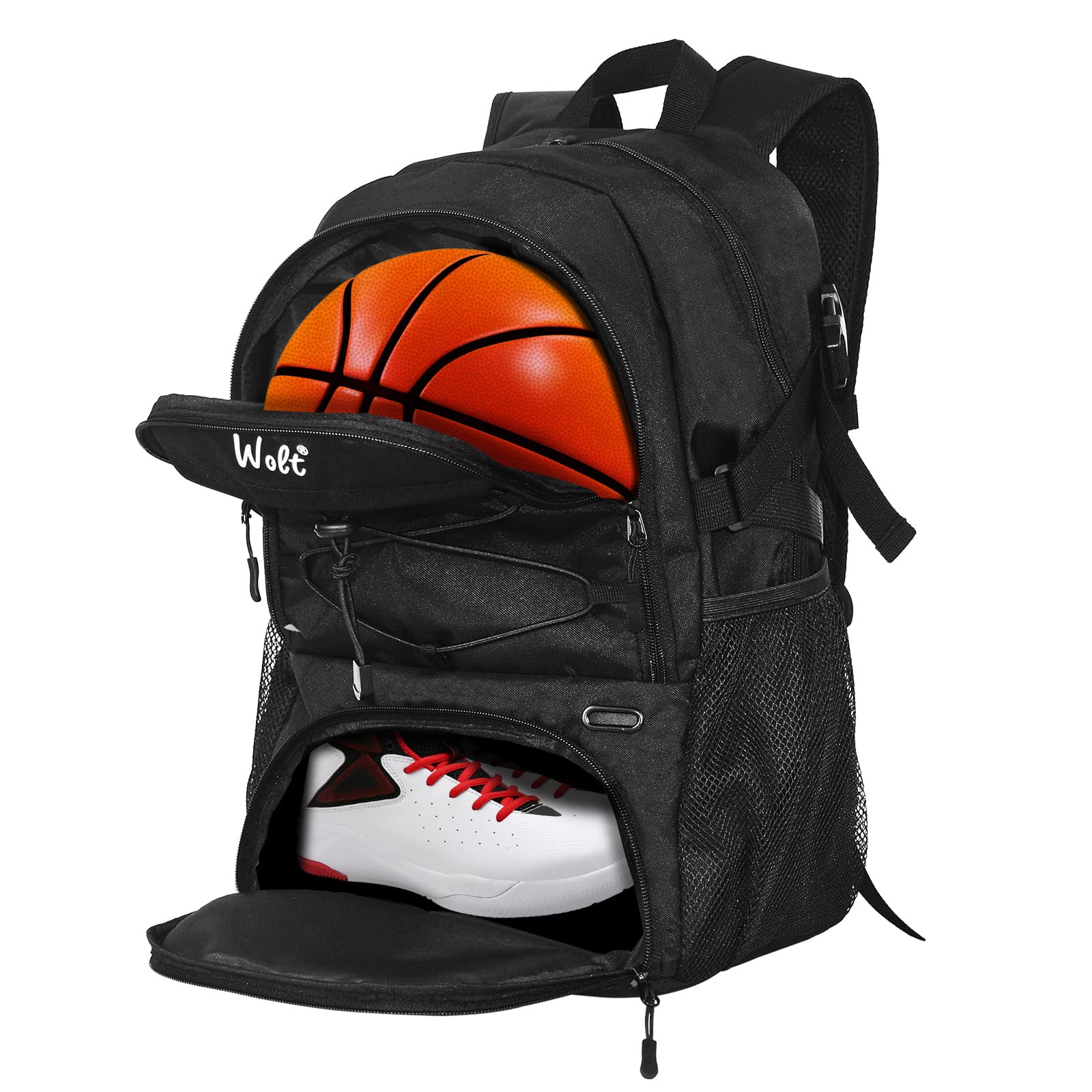 WOLT Basketball Backpack with Shoe & Ball Compartments