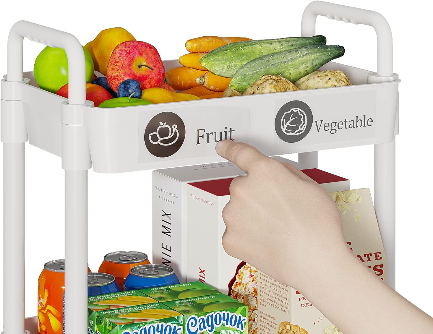 3-Tier Storage Cart Multifunction Kitchen Storage Organizer Mobile