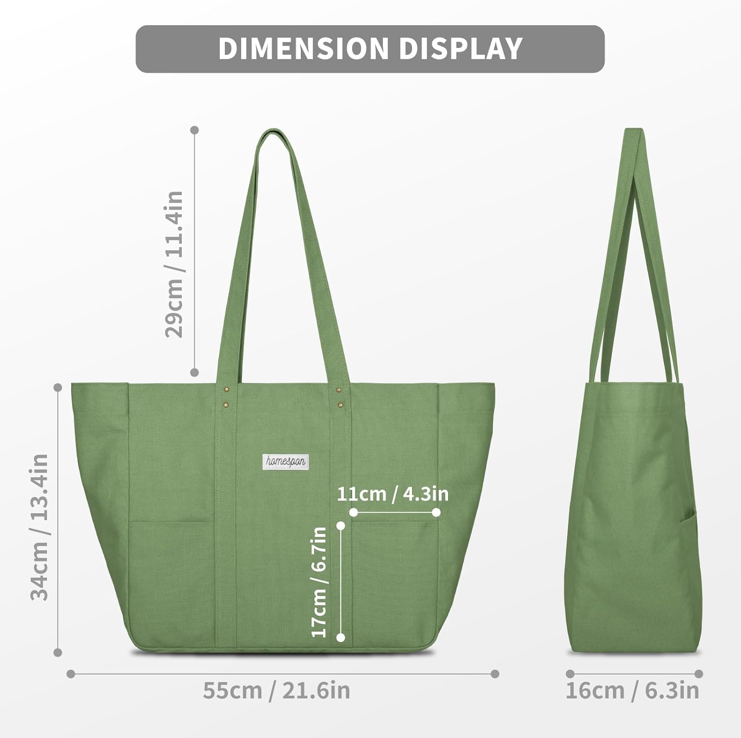 Large Canvas Tote Bag for Women – Everything Bag with Pockets & Laptop Sleeve
