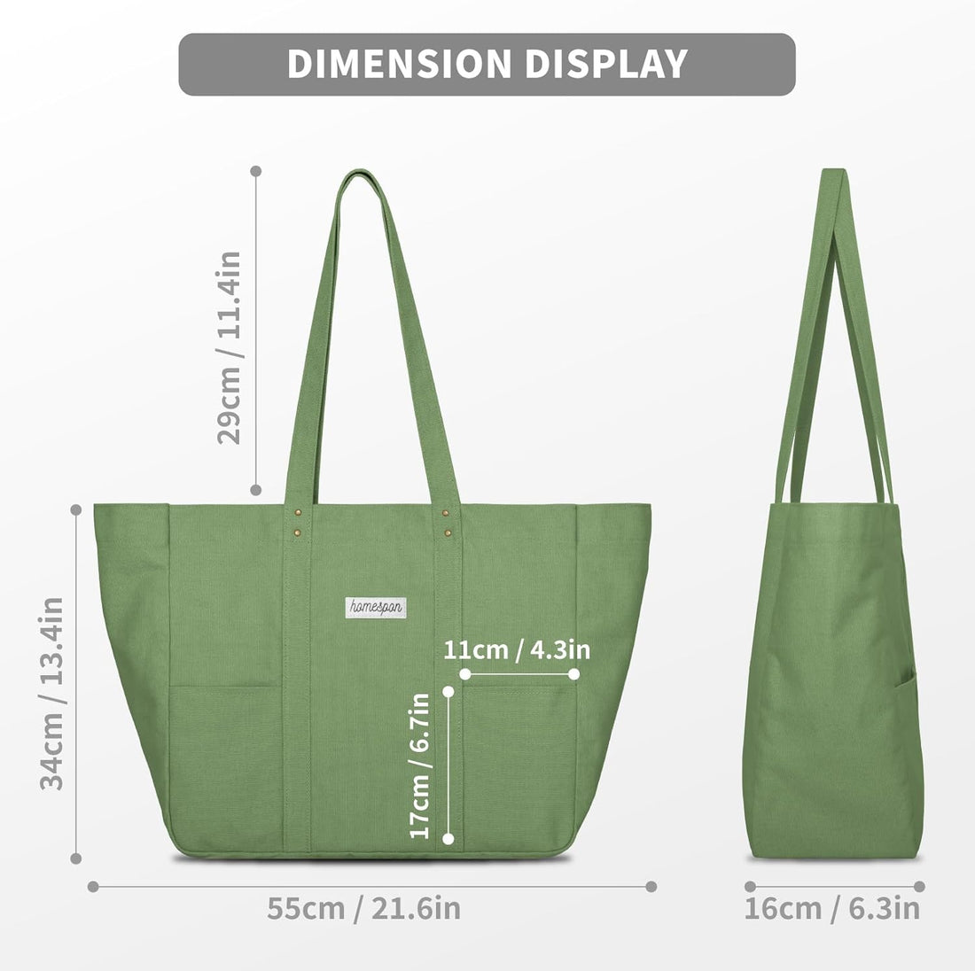 Large Canvas Tote Bag for Women – Everything Bag with Pockets & Laptop Sleeve