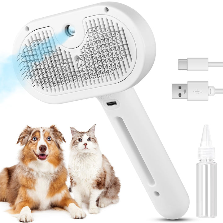 3-in-1 Cat Steam Brush – Pet Spray Hair Removal Comb for Shedding