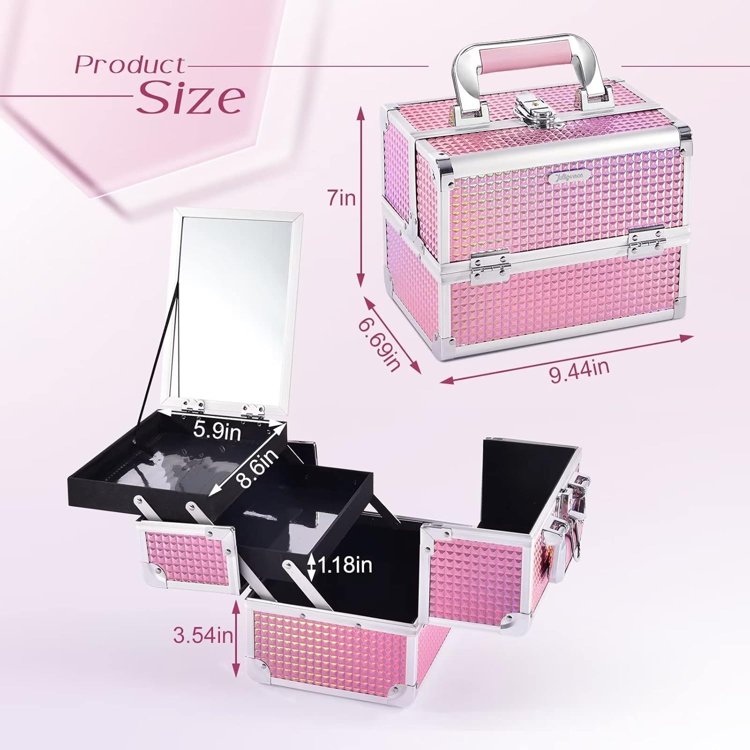 Makeup Train Case Makeup Case Organizer Portable Cosmetic Box Storage