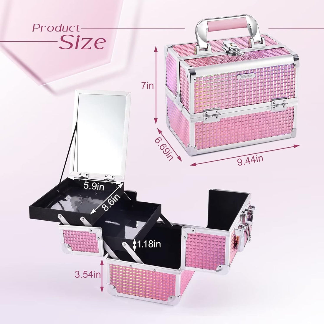 Makeup Train Case Makeup Case Organizer Portable Cosmetic Box Storage