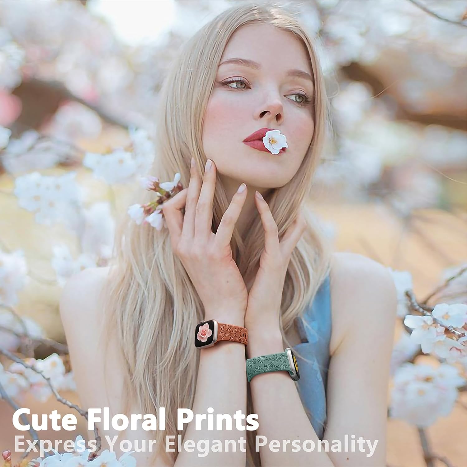 6-Pack Floral Engraved Silicone Bands for Apple Watch – Soft Sport Straps for Series