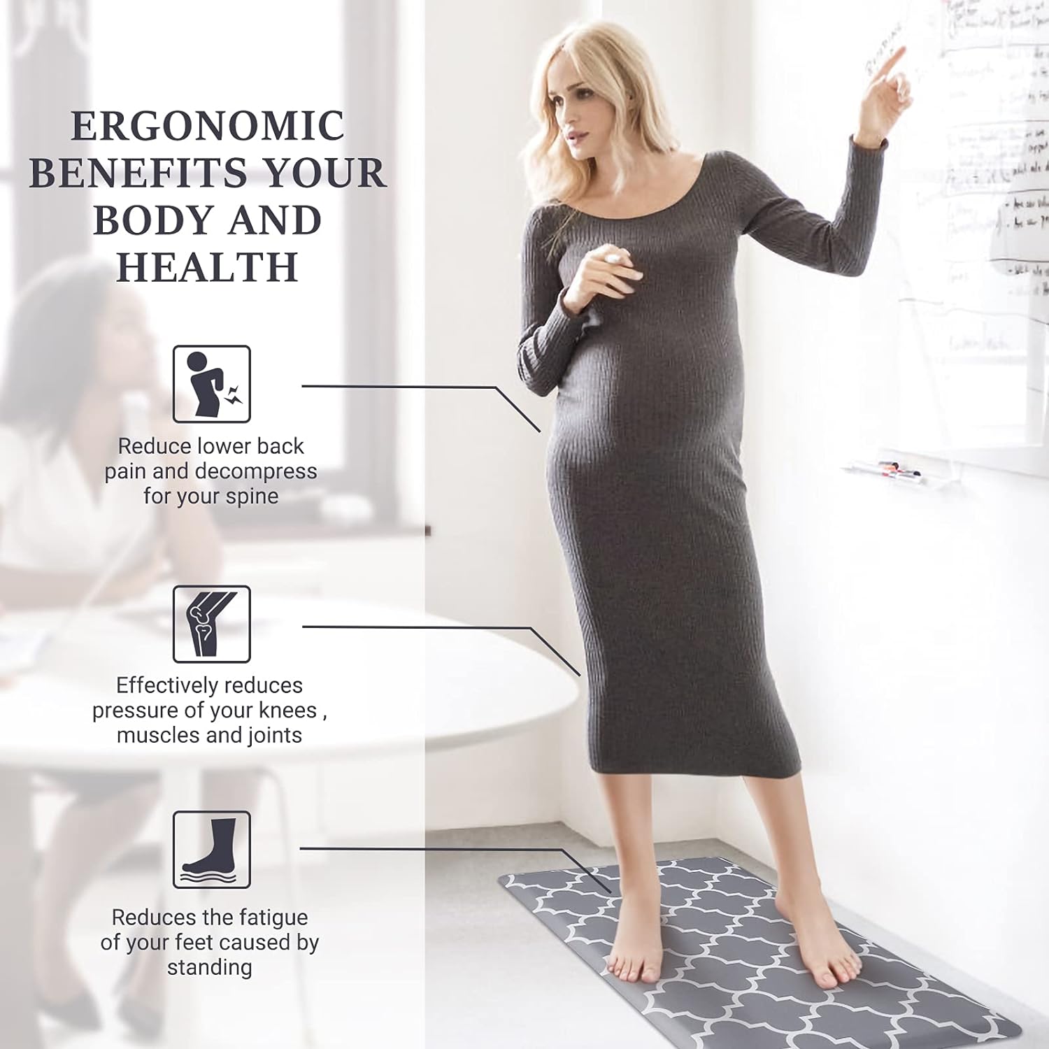 Kitchen Mat and Rugs Cushioned Anti-Fatigue Non-Slip Waterproof