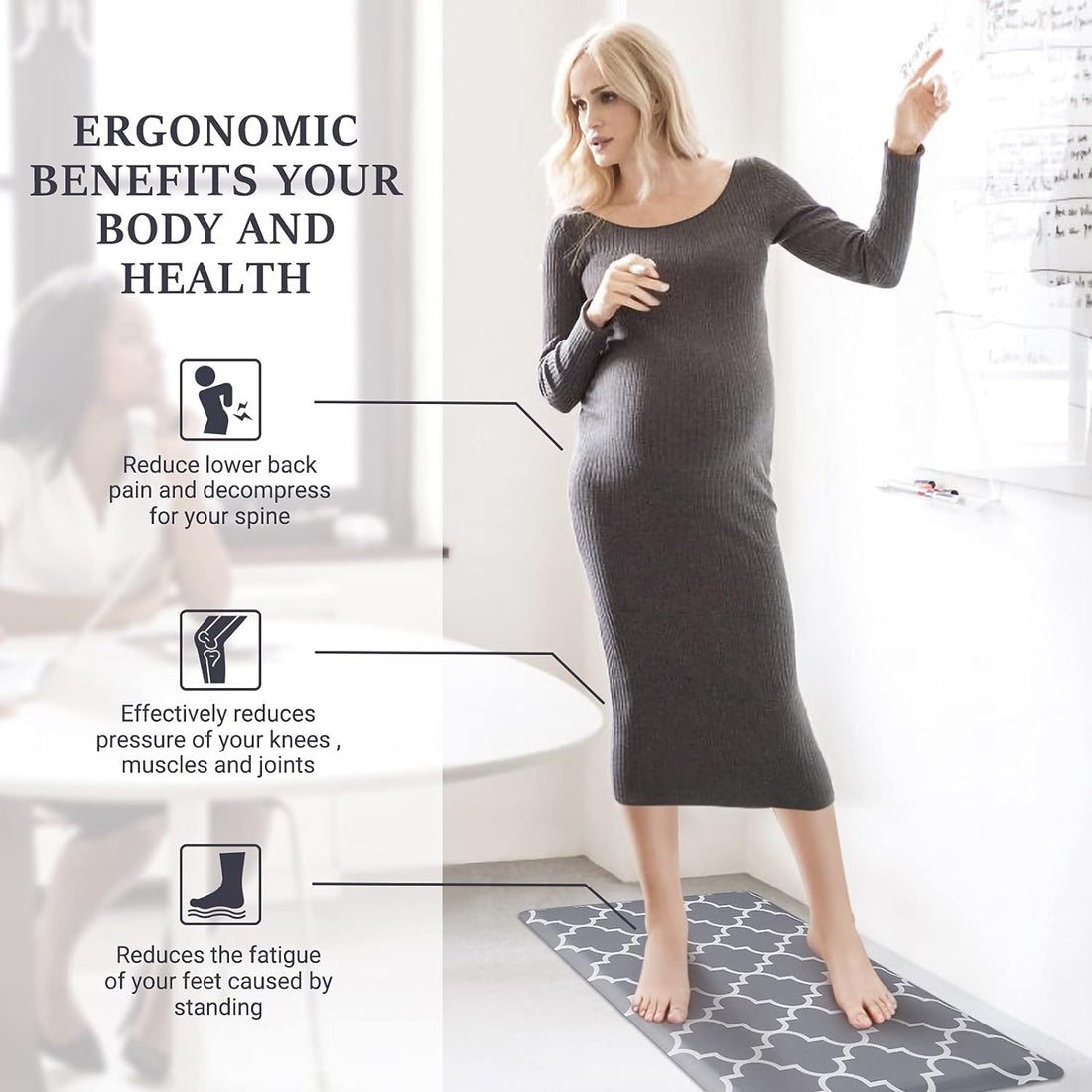 Kitchen Mat and Rugs Cushioned Anti-Fatigue Non-Slip Waterproof