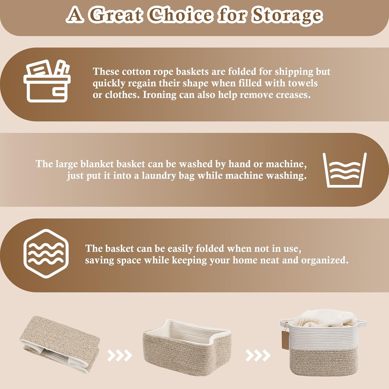 Woven Storage Basket, Cotton Rope Basket for Dog Toys, Books, Stylish Gift Basket