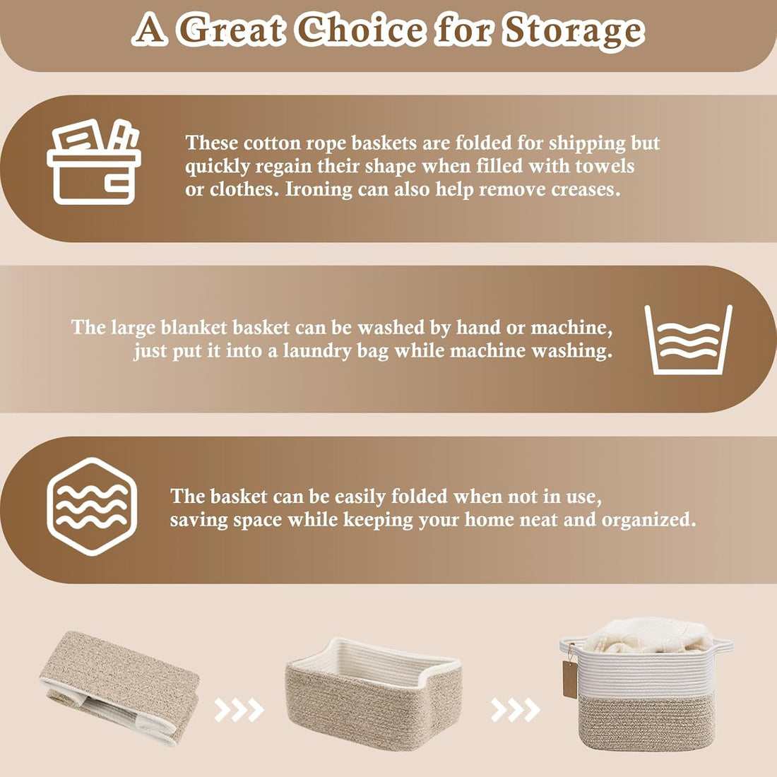 Woven Storage Basket, Cotton Rope Basket for Dog Toys, Books, Stylish Gift Basket