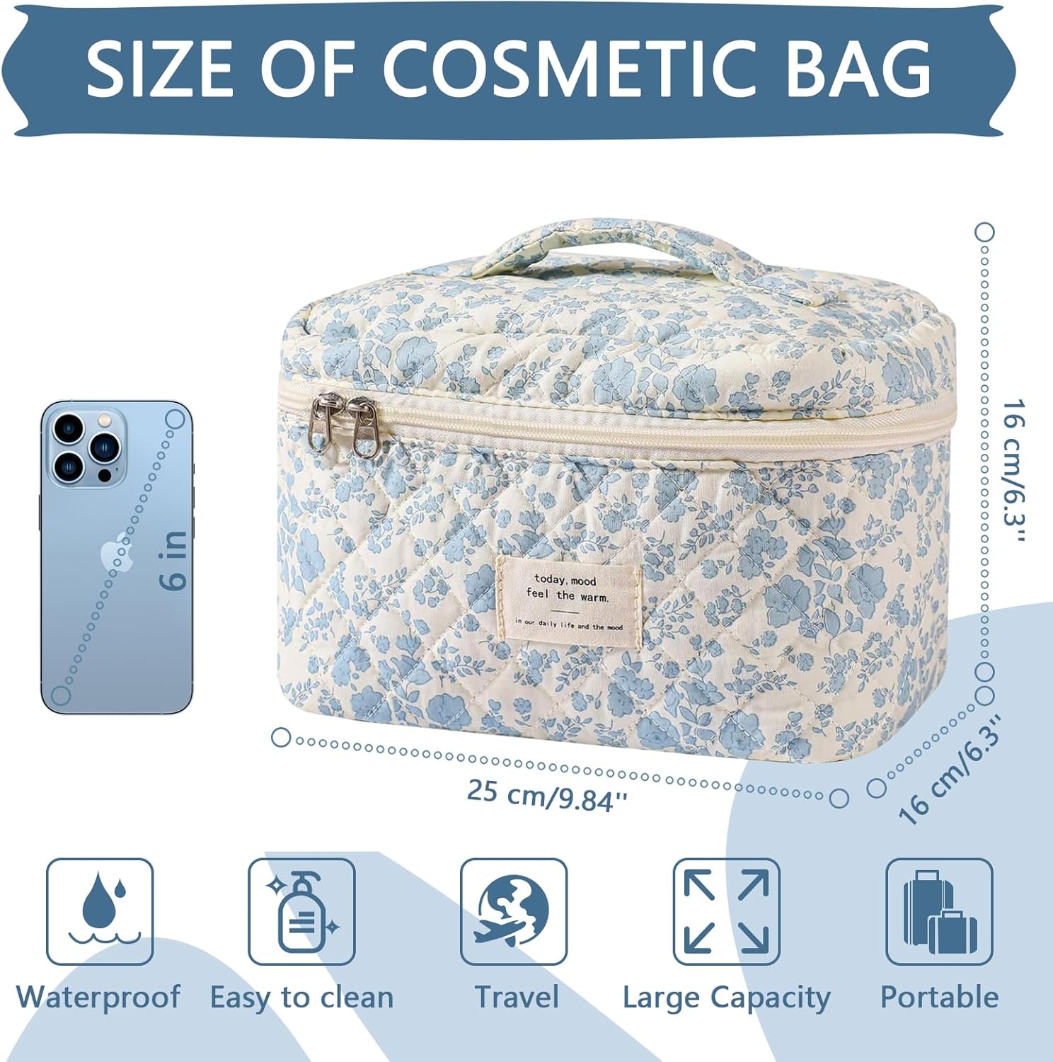 Large Makeup Bag – Cute Floral Coquette Aesthetic Cosmetic Organizer