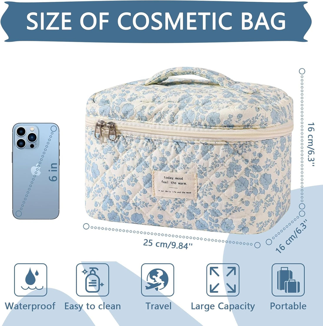 Large Makeup Bag – Cute Floral Coquette Aesthetic Cosmetic Organizer