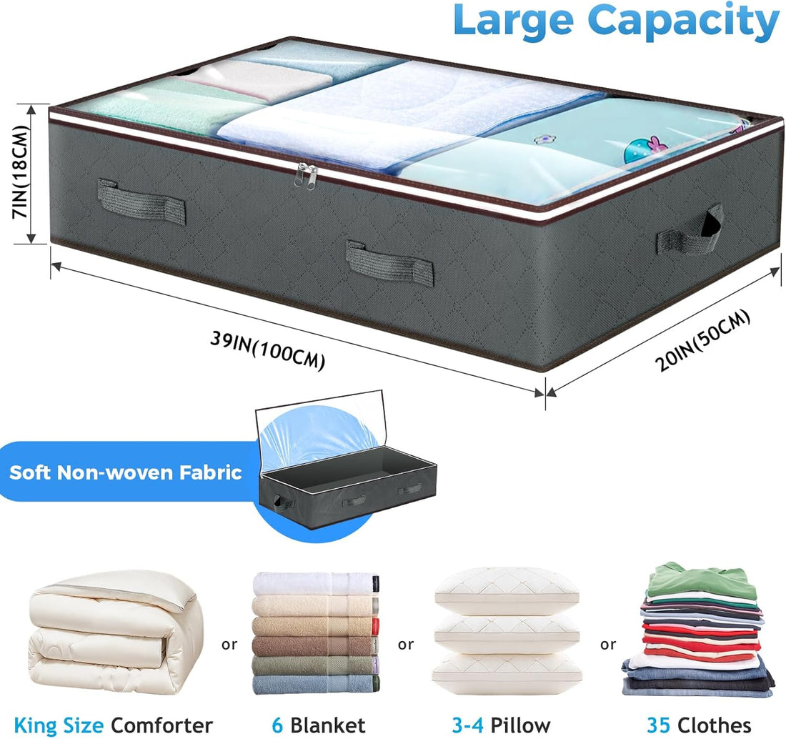 90L Foldable Under-Bed Storage Bags – Large Breathable Organizer