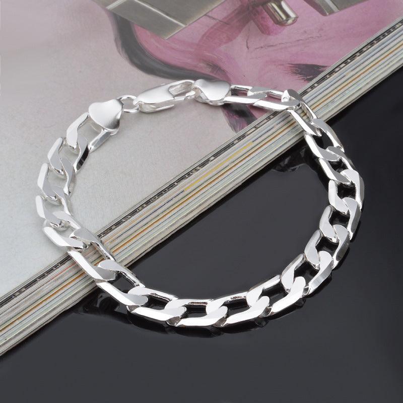Chunky Sideways Chain Bracelet: Silver and 18k Gold plated