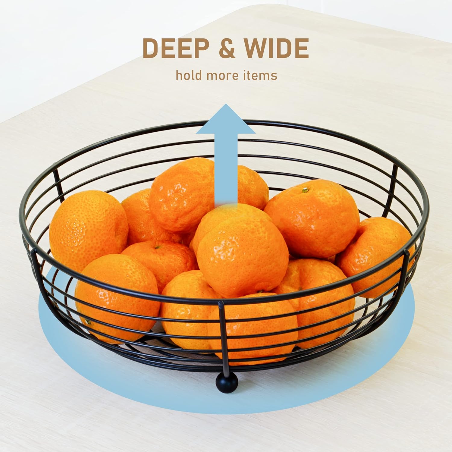 Countertop Fruit Bowl, Wire Basket for Fruits, Breads, Vegetables,Snacks, Black