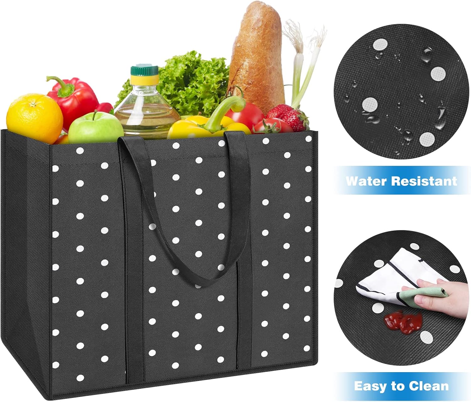 Fab Totes 10-Pack Reusable Grocery Bags – Heavy Duty Waterproof