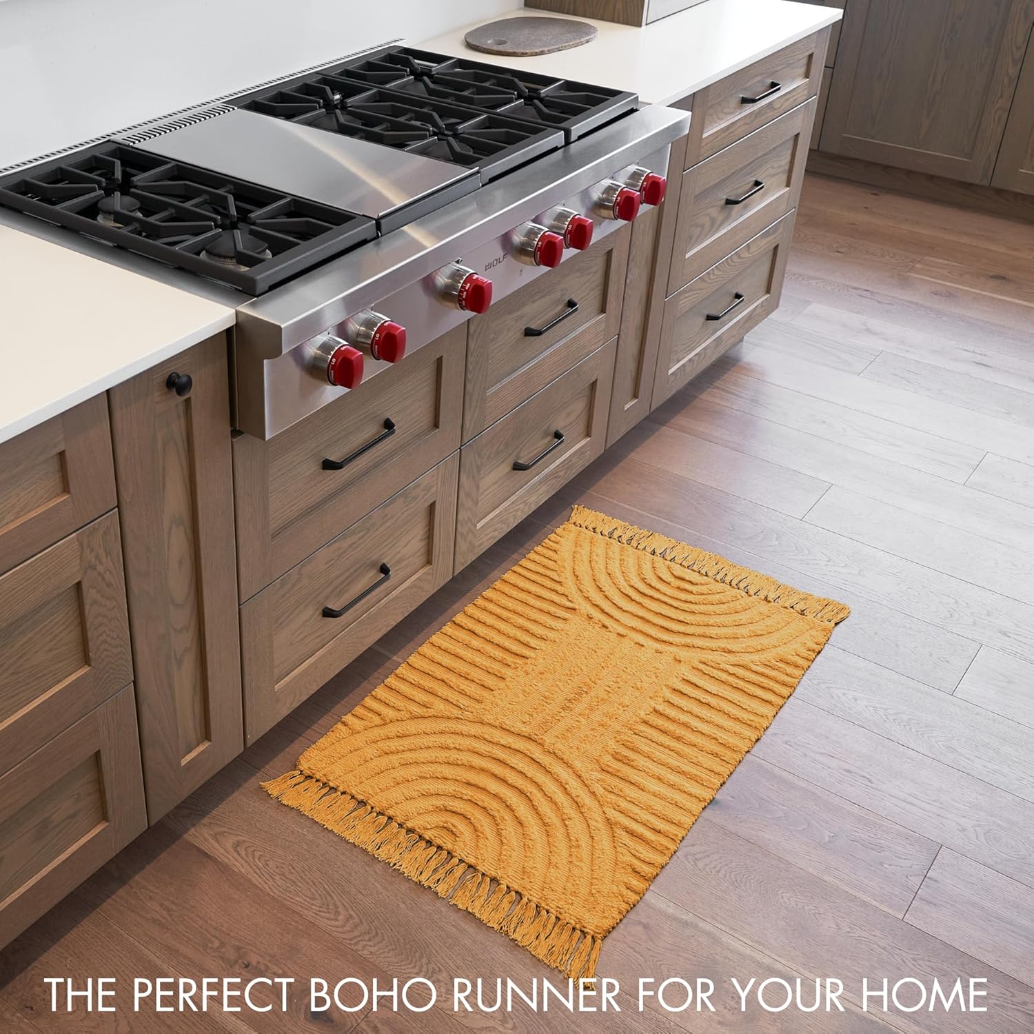 Boho Tassel Cotton Rug – Soft 2x3 ft. Washable Non-Slip Bathroom Mat