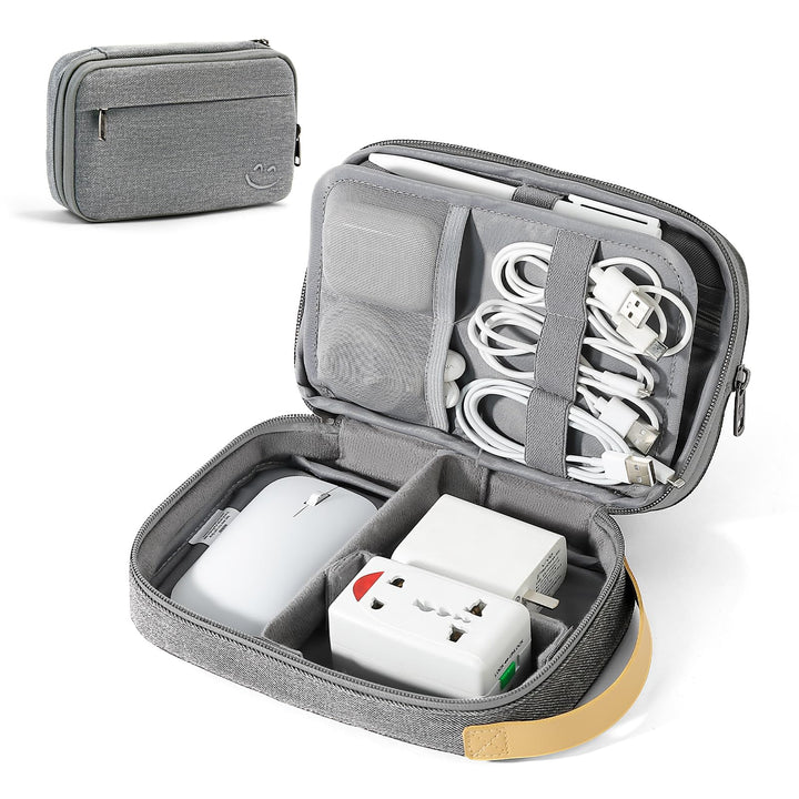 Travel Electronic Cord Organizer Bag – Expandable Cable & Gadget Case (Grey)