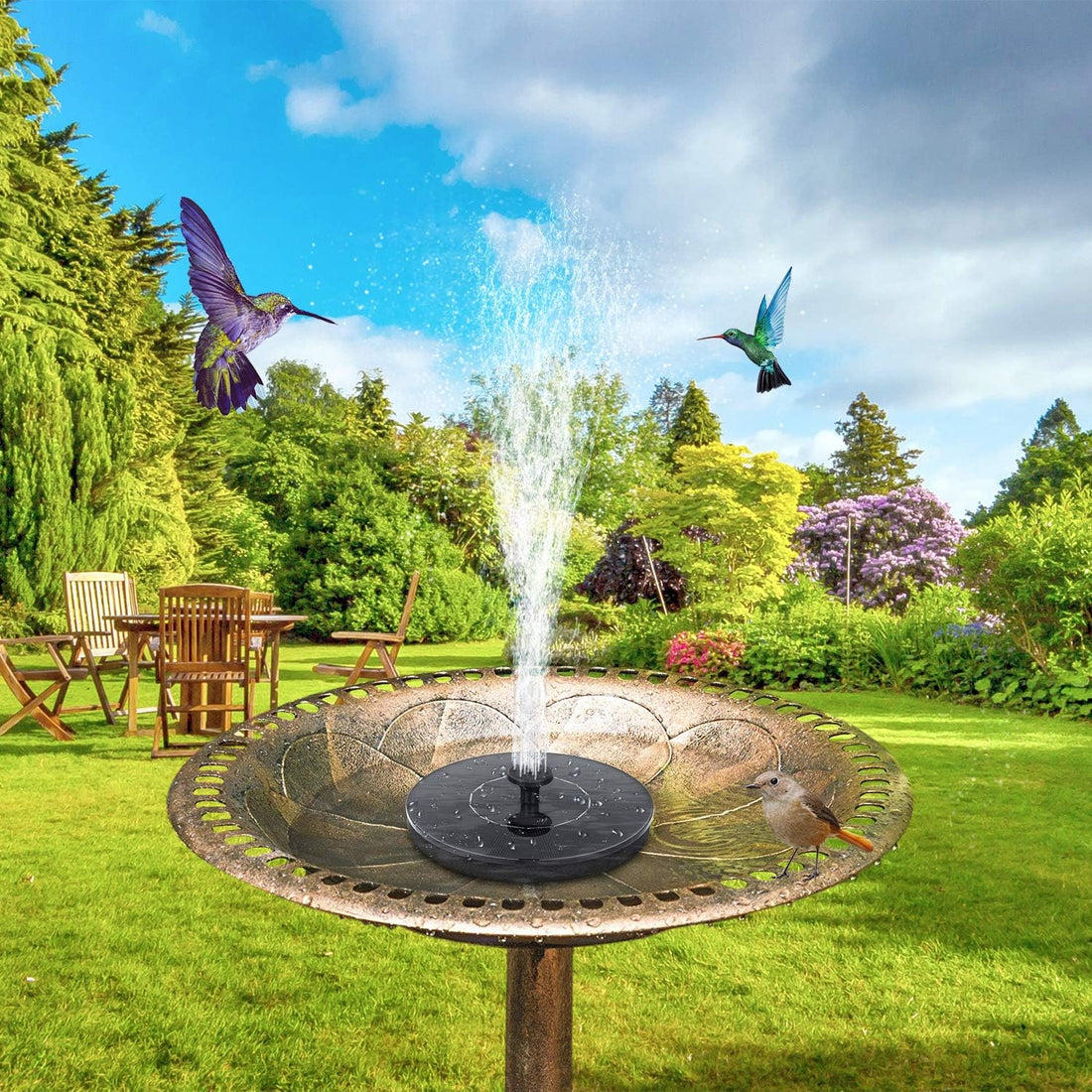 Solar Bird Bath Fountain Pump with 6 Spray Nozzles – Eco-Friendly Outdoor