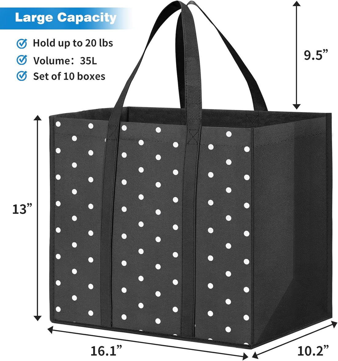 Fab Totes 10-Pack Reusable Grocery Bags – Heavy Duty Waterproof