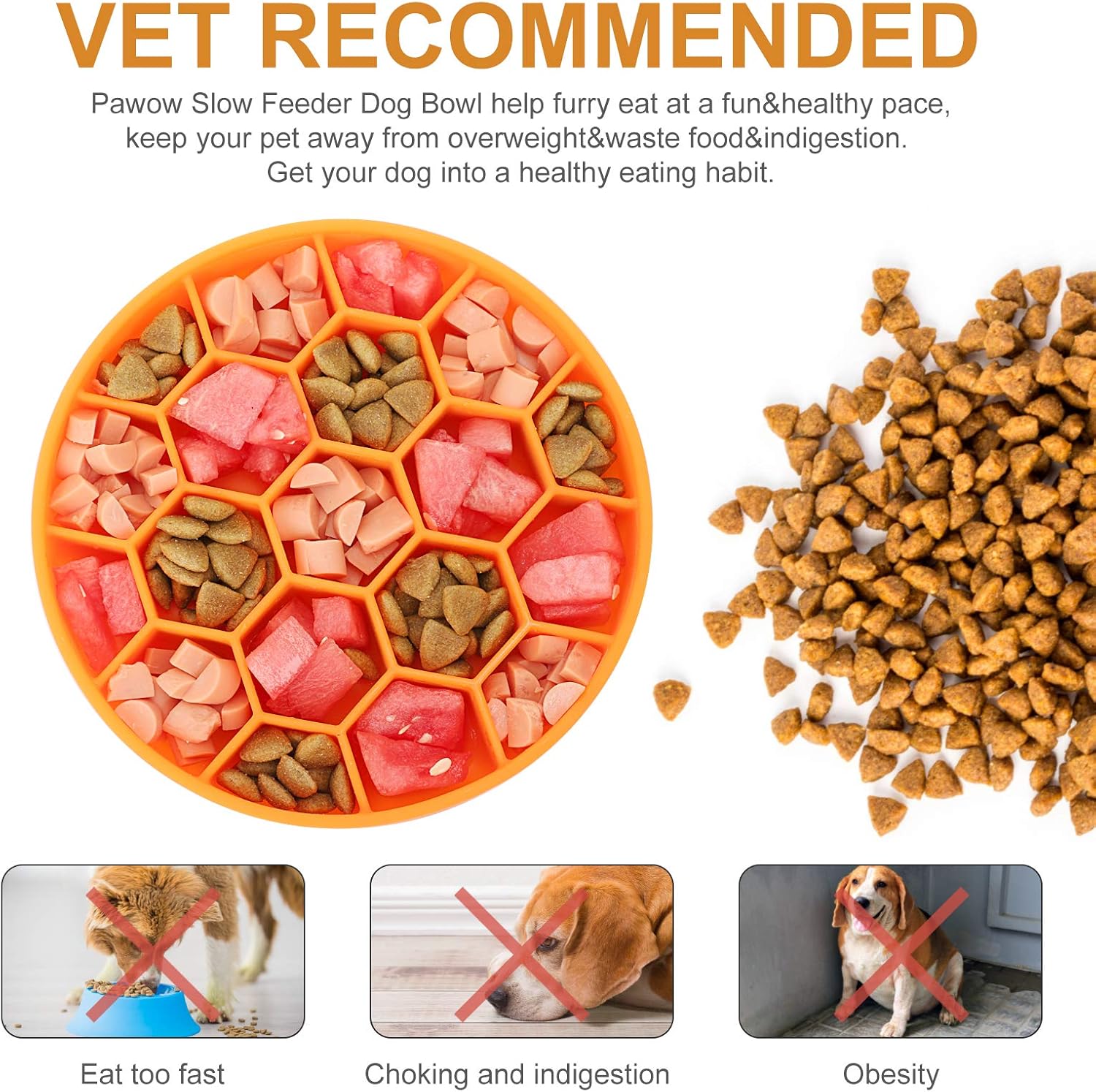 Slow Feeder Dog Bowl – Silicone Non-Slip Bowl with Suction Cups for Fast Eaters,