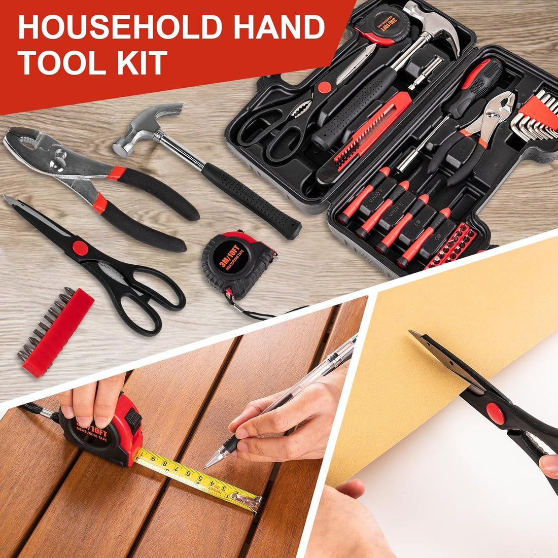 39-Piece Home Tool Set – Compact Portable Repair Kit for Apartments