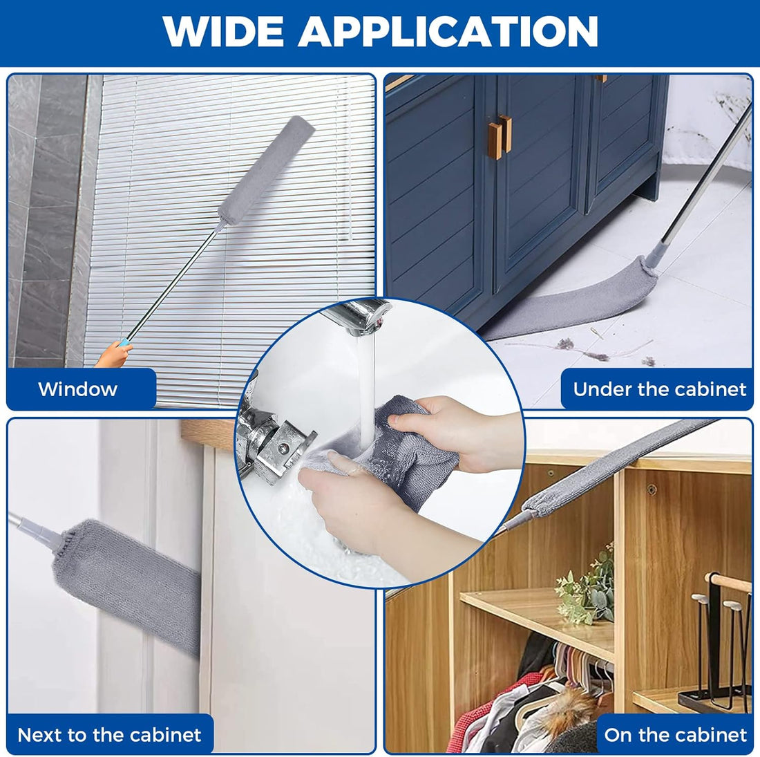 Retractable Gap Dust Cleaner with 2 Microfiber Dusting Cloths  Duster