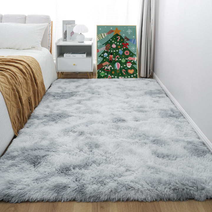 4x6 Light Grey Fluffy Shag Rug – Ultra Soft Washable Plush Carpet for Bedroom