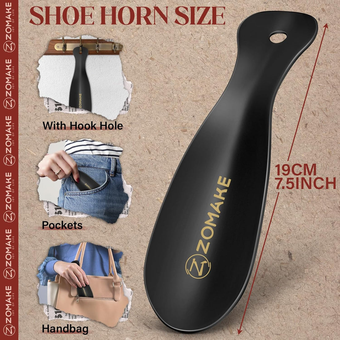 Metal Shoe Horn 2 Pack – Stainless Steel Shoehorn 7.5 Inches – Portable, Durable