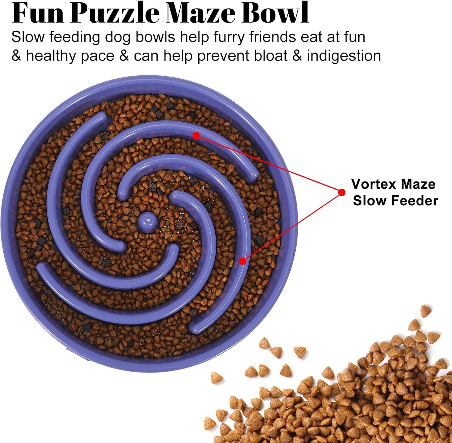 Slow Feeder Large Dog Bowl – Non-Slip Maze Puzzle Bowl for Medium & Large Dogs