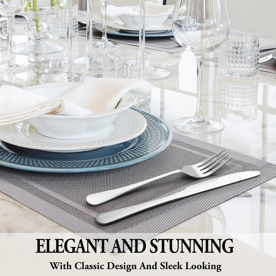 24-Piece Silverware Set with Steak Knives – Stainless Steel Flatware Set