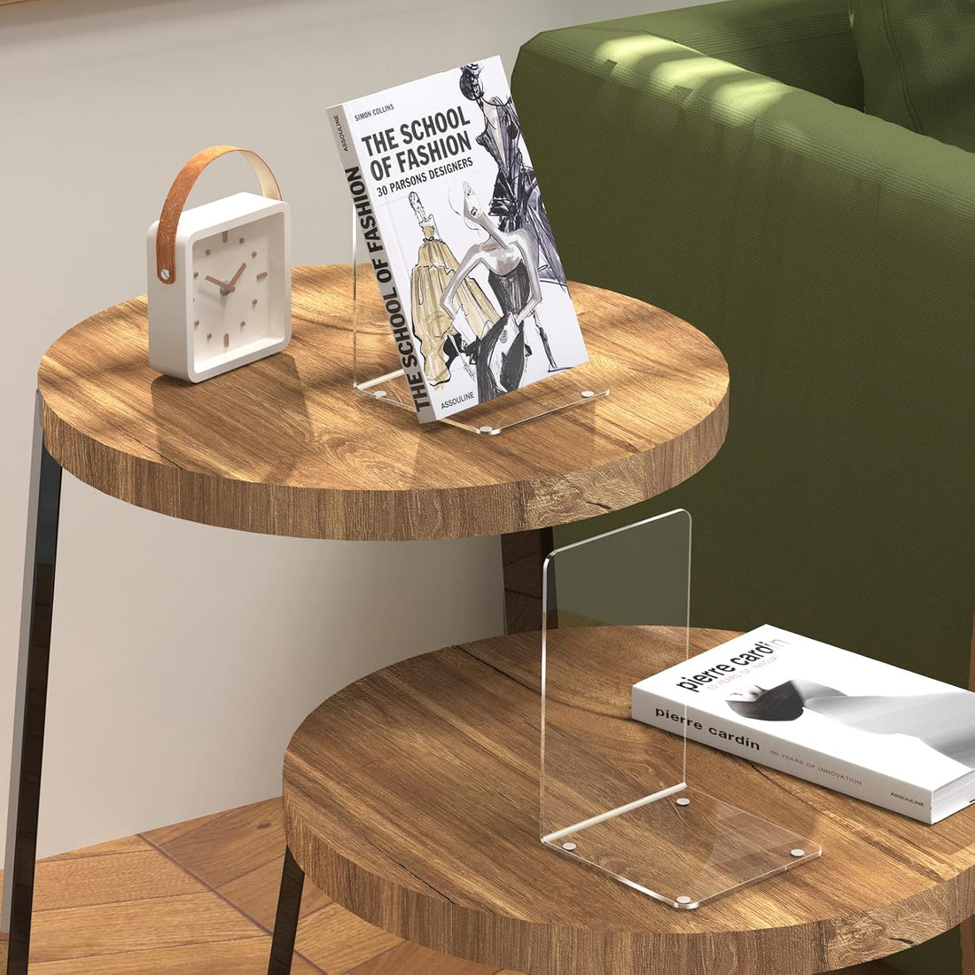 Clear Acrylic Bookends – 4 Pcs Heavy-Duty L-Shaped Book Holders