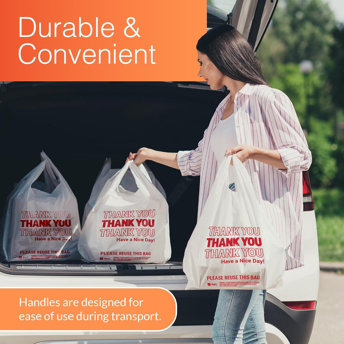 Thank You Plastic Bags – 350 Count White Grocery Convenience Store Bags